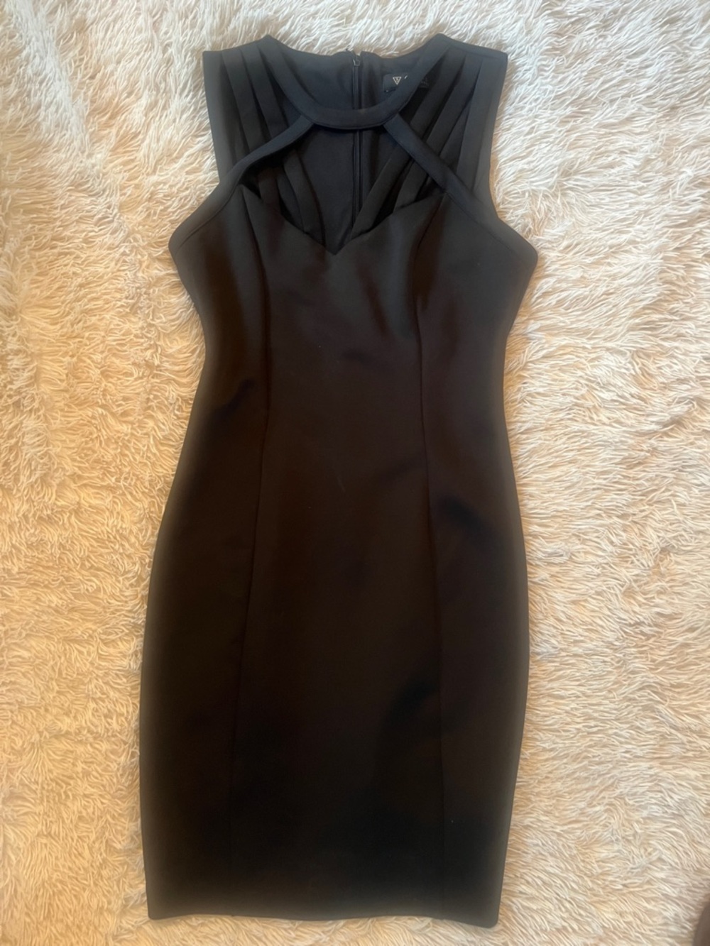 Guess Black Sleeveless Sheath Dress with Strappy Neckline